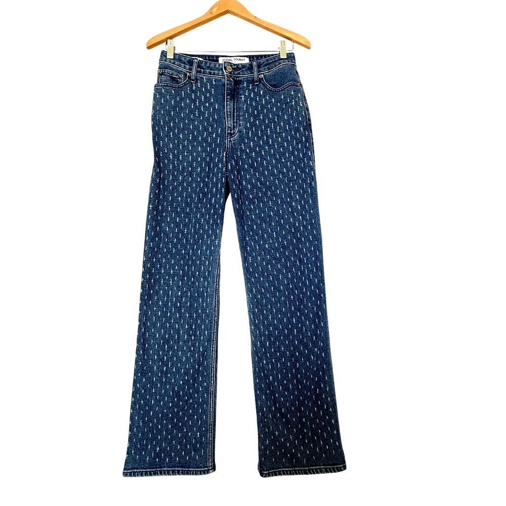 Social Tourist Ultra High Rise Straight Jeans Womens 4 27 Blue Dark Wash NWT
